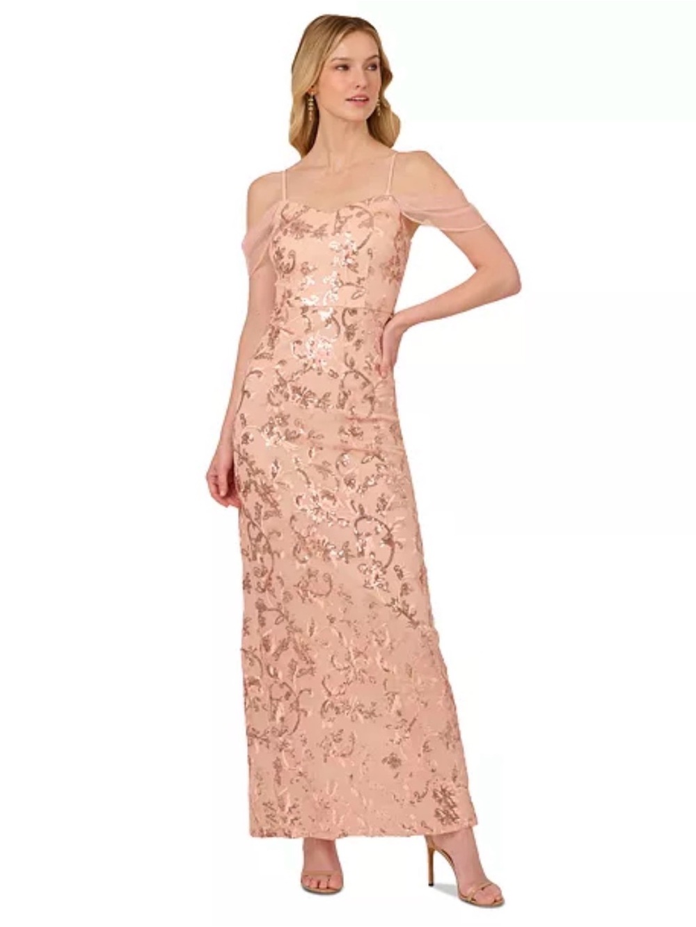 Adrianna Papell Women's Sequinned Embroidered Evening Gown 10 NWT